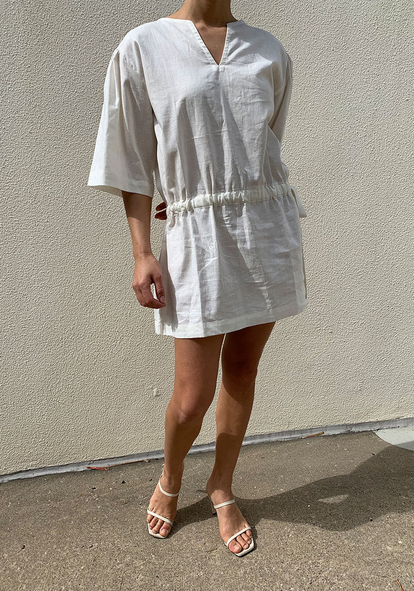 Anabelle Linen Dress Undyed White Alterior Motif 