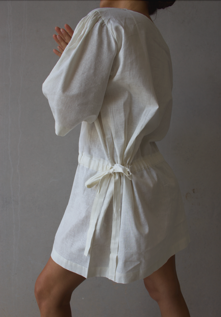 Anabelle Linen Dress Undyed White Alterior Motif 